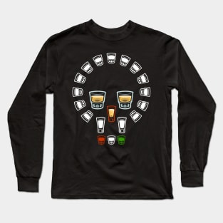 Tequila Shot Glass Skull Long Sleeve T-Shirt